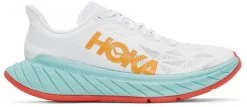 Hoka One One HOKA Men's Carbon X 2 Shoes In White/Blazing Orange