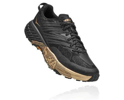 Hoka One One HOKA Speedgoat 4 All-Terrain Running Shoes In Black/Gold 1 Hoka One One HOKA Speedgoat 4 All-Terrain Running Shoes In Black/Gold
