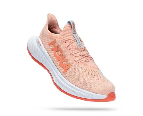 Hoka One One HOKA Women's Carbon X 3 Shoes In Peach Parfait/Summer Song 1 Hoka One One HOKA Women's Carbon X 3 Shoes In Peach Parfait/Summer Song