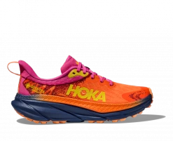 Hoka One One HOKA Women's Challenger 7 GORE-TEX Hiking Shoes In Vibrant Orange/Pink Yarrow