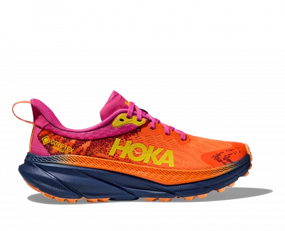 Hoka One One HOKA Women's Challenger 7 GORE-TEX Hiking Shoes In Vibrant Orange/Pink Yarrow 1 Hoka One One HOKA Women's Challenger 7 GORE-TEX Hiking Shoes In Vibrant Orange/Pink Yarrow