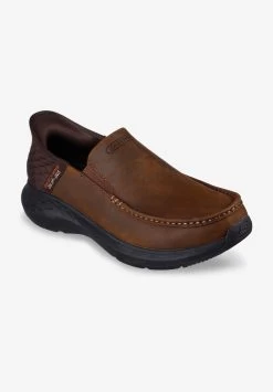 Skechers Casual Leather Slip-Ins Dark Brown Leather Big M 11