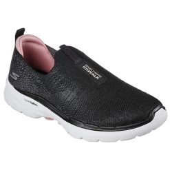 Skechers Women's Go Walk 6 - Glimmering Slip-On Runners Black / White -Fashion Shoes Shop 124502 bkpk large