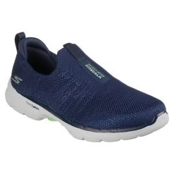 Skechers Women's Go Walk 6 - Glimmering Slip-On Runners Navy / Green -Fashion Shoes Shop 124502 nvgr large