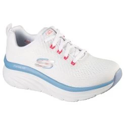 Skechers Women's Relaxed Fit: D'Lux Walker - Fresh Finesse Runners White / Pink / Blue -Fashion Shoes Shop 149368 wpbl large