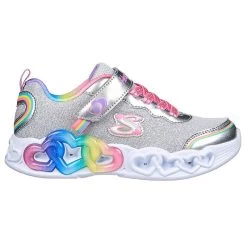 Skechers Kids' Infinite Heart Lights - Love Junior Runners Silver / Multi