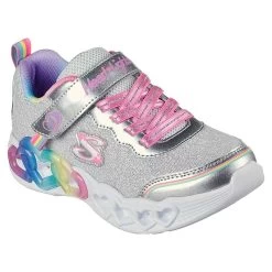 Skechers Kids' Infinite Heart Lights - Love Junior Runners Silver / Multi -Fashion Shoes Shop 303751l smlt large