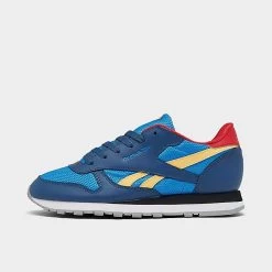 Big Kids' Reebok X DC Comics Superman Classic Leather Casual Shoes Upbeat Blue/Redtastic/Hazy Yellow - HQ4592 400