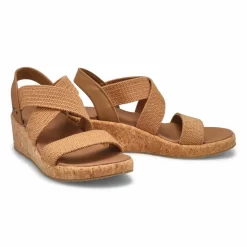 Skechers Womens Arch Fit Beverlee Wedge Sandal - Tan -Fashion Shoes Shop https3A2F2Fwww.softmoc.com2FItems2Fimages2F119260 TAN XX4.jpg 640x