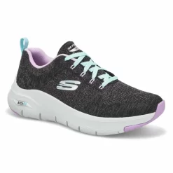 Skechers Womens Arch Fit Comfy Wave Sneaker -Blk/Lav