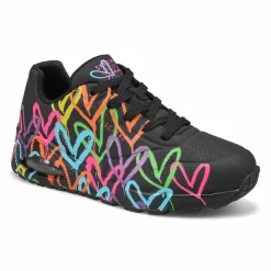 Skechers Womens Uno Highlight Love Sneaker - Black/Multi