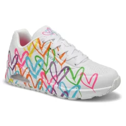Skechers Womens Uno Highlight Love Sneaker - White/Multi