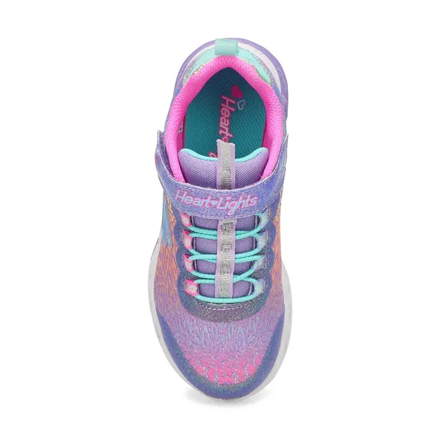 Skechers Girls Flutter Heart Lights Sneaker-Lavender/Multi 2 Skechers Girls Flutter Heart Lights Sneaker-Lavender/Multi - Image 2
