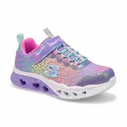 Skechers Girls Flutter Heart Lights Sneaker-Lavender/Multi