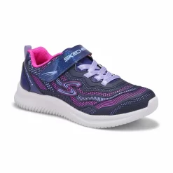 Skechers Girls Jumpsters Strap Sneaker - Navy/Pink