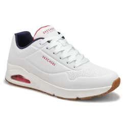 Skechers Mens Uno Stand On Air Sneaker -White/Navy/Red