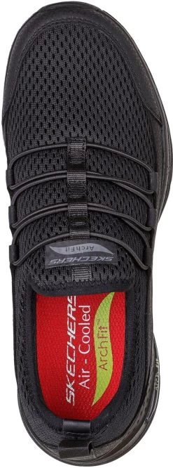 SKECHERS Work SK108063BLK Jitsy, Women's, Black, Soft Toe, Slip Resistant, Low Athletic -Fashion Shoes Shop sk108063blk top