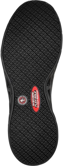 SKECHERS Work SK200105BLK Benafix, Men's, Black, Soft Toe, Slip Resistant, Low Athletic, Work Shoe -Fashion Shoes Shop sk200105blk outsole