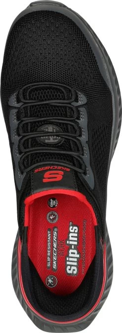 SKECHERS Work SK200206BKRD Tilido-Fletchit Hands Free Slip-ins™, Men's, Black/Red, Comp Toe, EH, Slip Resistant, Athletic, Work Shoe -Fashion Shoes Shop sk200206bkrd top