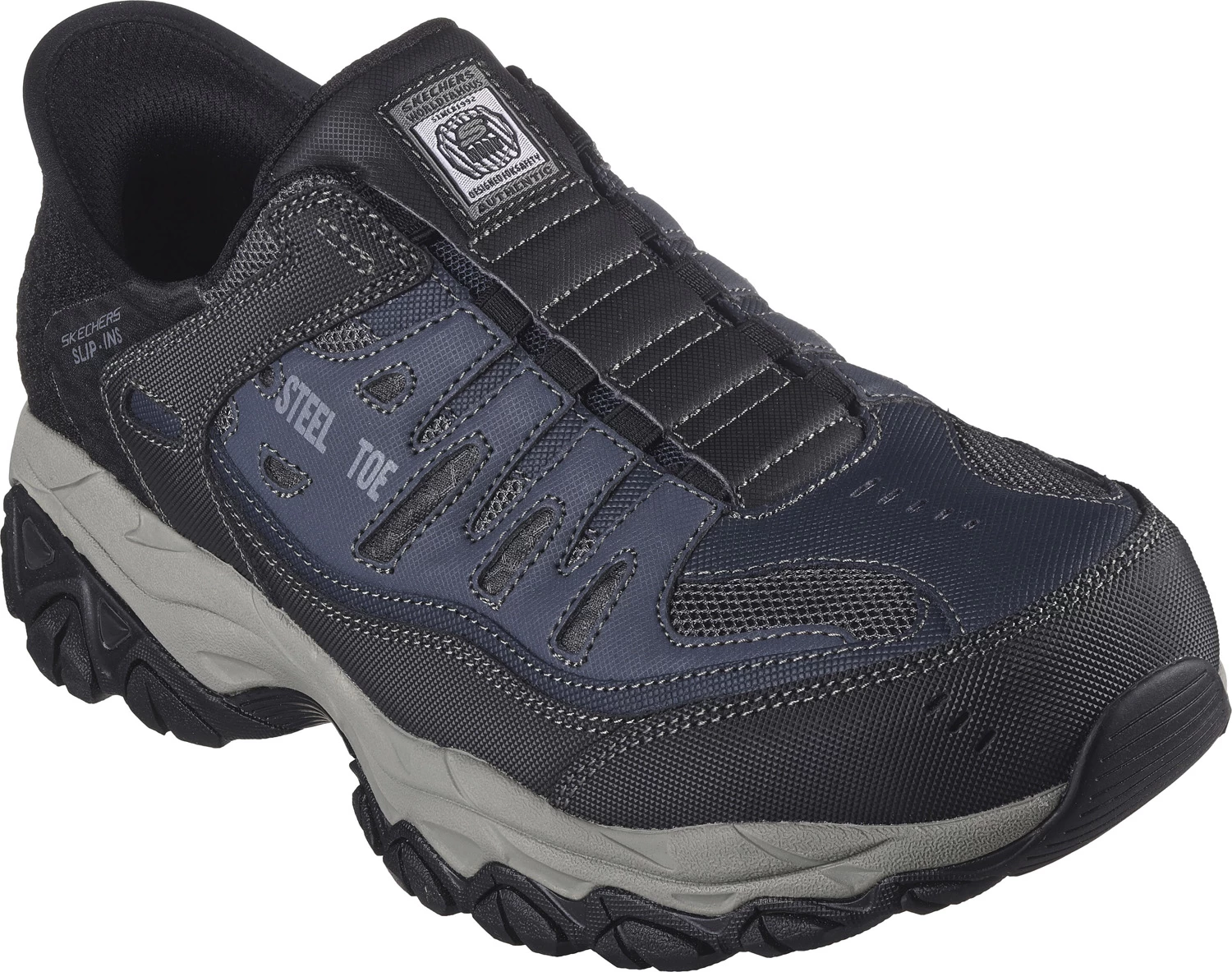 SKECHERS Work SK200211NVGY Cankton-Pending Hands Free Slip-ins™, Men's, Navy/Grey, Steel Toe, EH, Low Athletic, Work Shoe 1 SKECHERS Work SK200211NVGY Cankton-Pending Hands Free Slip-ins™, Men's, Navy/Grey, Steel Toe, EH, Low Athletic, Work Shoe