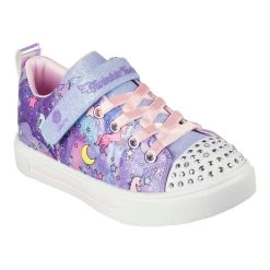 Skechers Girls' Twinkle Toes Sparks - Unicorn Dreaming Shoes Stretch Laces Rhinestone
