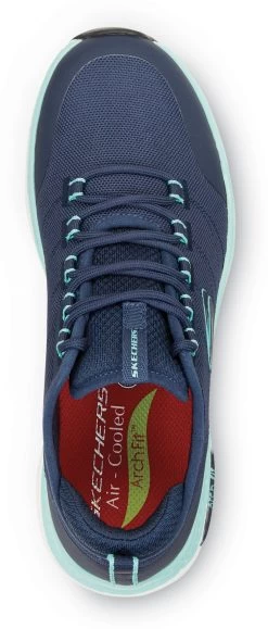 SKECHERS Work Arch Fit SSK108096NVAQ Christina, Women's, Navy/Aqua, Athletic Style, EH, MaxTRAX Slip Resistant, Soft Toe Work Shoe -Fashion Shoes Shop ssk108096nvaq top