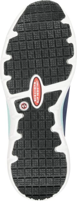 SKECHERS Work Arch Fit SSK108097NVAQ Sadie, Women's, Navy Aqua, Athletic Style, Alloy Toe, EH, MaxTRAX Slip Resistant, Work Shoe -Fashion Shoes Shop ssk108097nvaq outsole