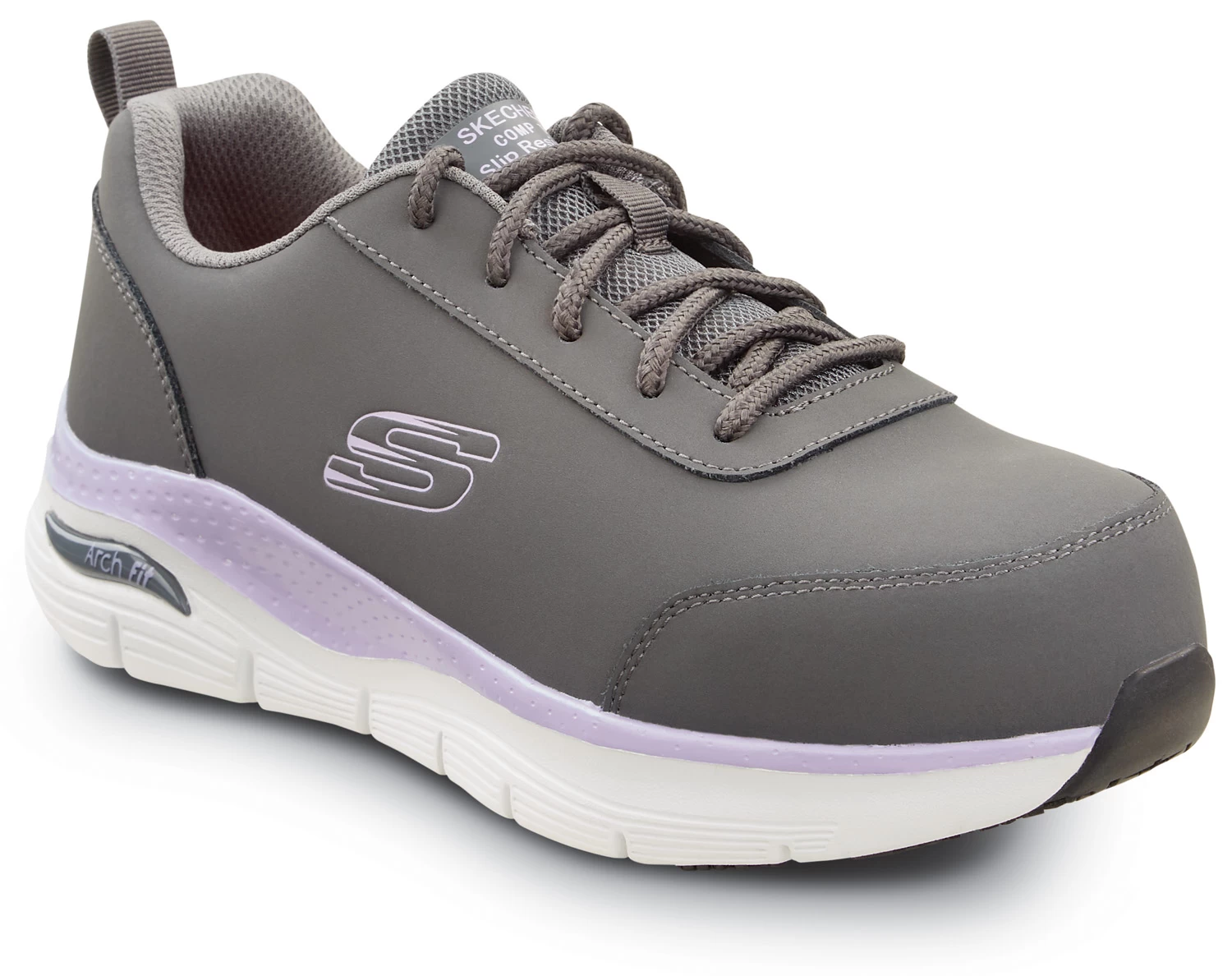 SKECHERS Work Arch Fit SSK108098GYPR Reagan, Women's, Grey/Purple, Athletic Style, Alloy Toe, EH, MaxTRAX Slip Resistant, Work Shoe 1 SKECHERS Work Arch Fit SSK108098GYPR Reagan, Women's, Grey/Purple, Athletic Style, Alloy Toe, EH, MaxTRAX Slip Resistant, Work Shoe