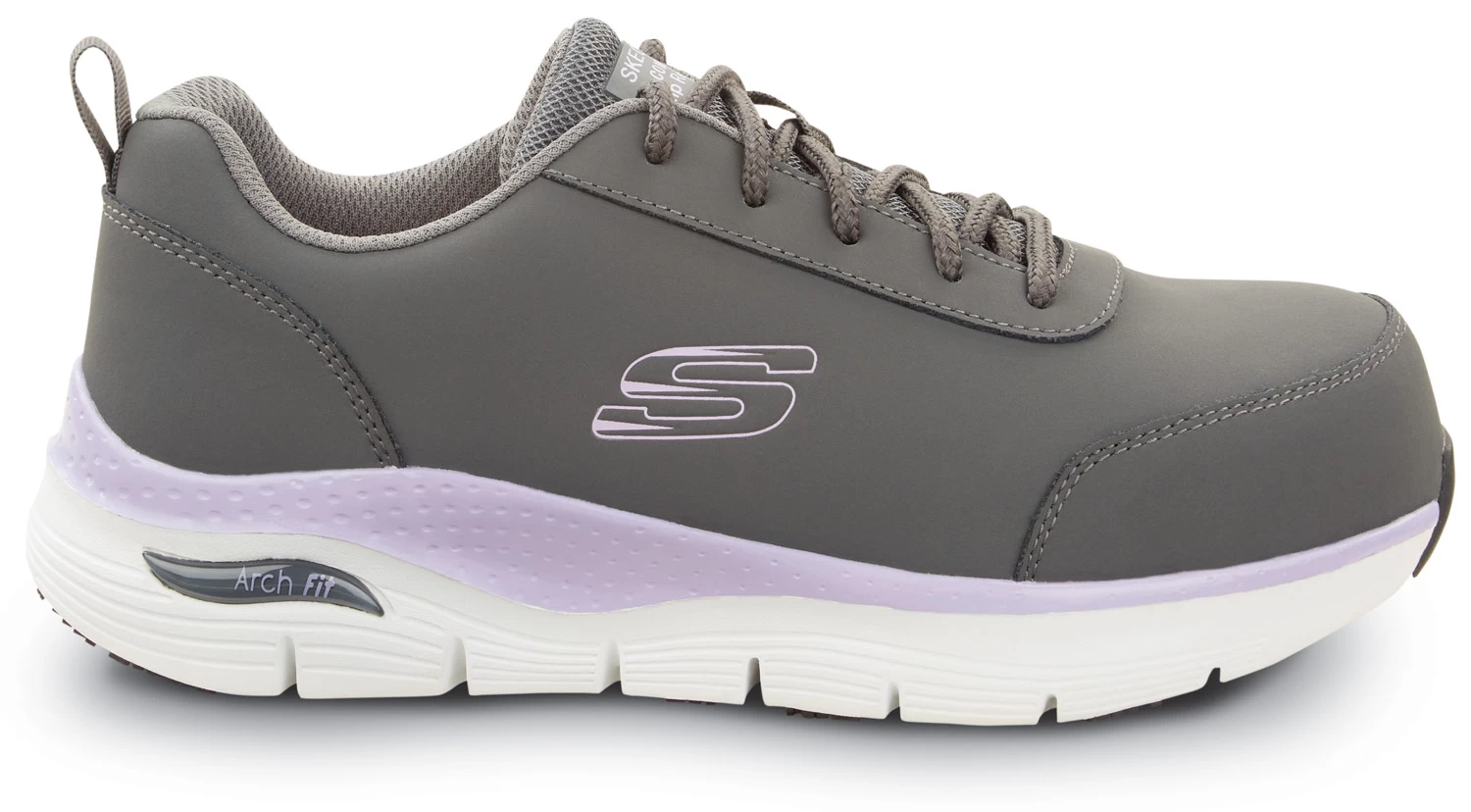 SKECHERS Work Arch Fit SSK108098GYPR Reagan, Women's, Grey/Purple, Athletic Style, Alloy Toe, EH, MaxTRAX Slip Resistant, Work Shoe 2 SKECHERS Work Arch Fit SSK108098GYPR Reagan, Women's, Grey/Purple, Athletic Style, Alloy Toe, EH, MaxTRAX Slip Resistant, Work Shoe - Image 2