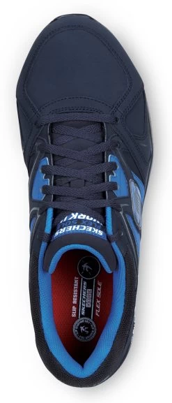 SKECHERS Work SSK606NVBL Larry, Men's, Navy, Athletic Style, Alloy Toe, EH, MaxTRAX Slip Resistant, Work Shoe -Fashion Shoes Shop ssk606nvbl top